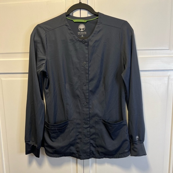 HH Works By Healing Hands Women’s Megan Button Front Solid Scrub Jacket Size XS - Picture 1 of 13